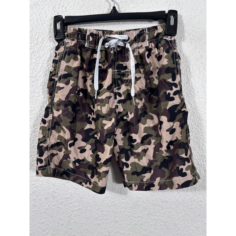 Kute'n'Koo Swim Trunks Youth Size M Green Camo Mesh Lined Board Shorts